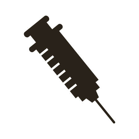 vaccine syringe needle silhouette style icon vector illustration designのイラスト素材