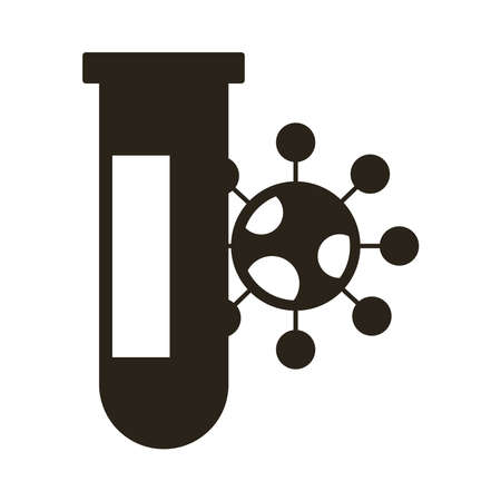 covid19 particle with tube test silhouette style icon vector illustration designのイラスト素材