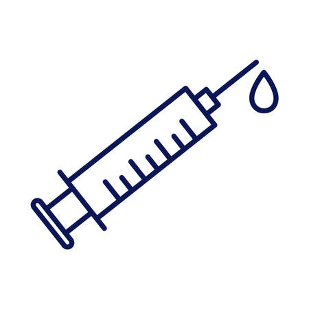vaccine syringe with drop line style icon vector illustration designのイラスト素材