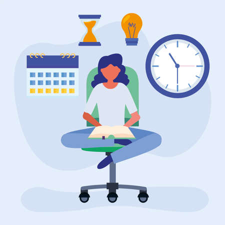 young student girl in homeschool online education vector illustration designのイラスト素材