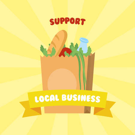 local support campaing with groceries bag vector illustration designのイラスト素材