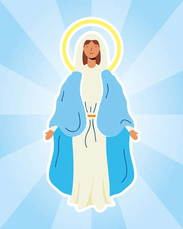 miraculous virgin assumption of mary vector illustration designのイラスト素材