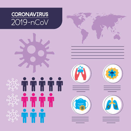 covid19 pandemic infographics with earth planet vector illustration designのイラスト素材