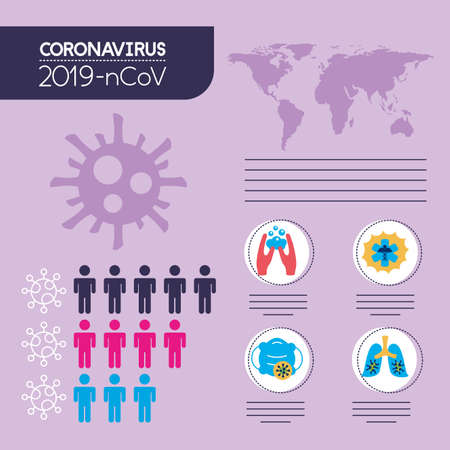 covid19 pandemic infographics with earth planet vector illustration design