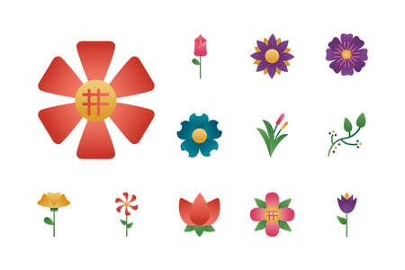 bundle of flowers degradient style icons vector illustration designのイラスト素材