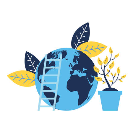 world plant and stairs earth day vector illustrationのイラスト素材
