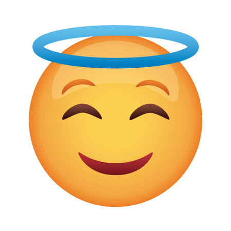 angel emoji face classic flat style icon vector illustration designのイラスト素材