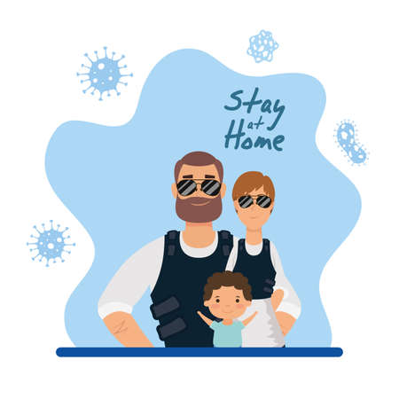 parents couple with son stay at home vector illustration designのイラスト素材