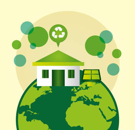 eco friendly poster with earth planet and recycle symbol vector illustration designのイラスト素材