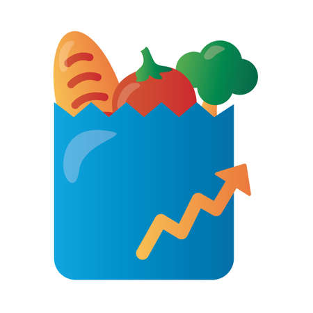 grocery paper bag with arrow up infographic degradient style vector illustration designのイラスト素材