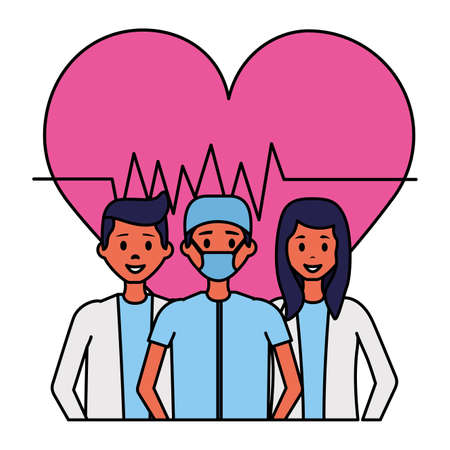 medical men and woman characters professional vector illustrationのイラスト素材