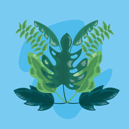 green foliage plant nature decoration tropical leaves vector illustrationのイラスト素材