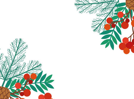 leafs and seeds christmas decoration vector illustration designのイラスト素材