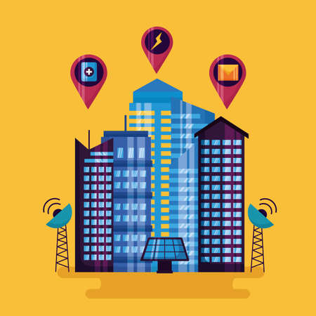 innovation digital services applications buildings smart city vector illustrationのイラスト素材