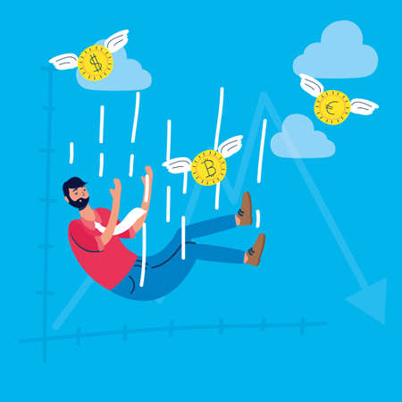 businessman with stock market crash icons vector illustration designのイラスト素材