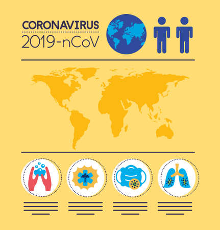 covid19 pandemic infographics with earth planet vector illustration designのイラスト素材