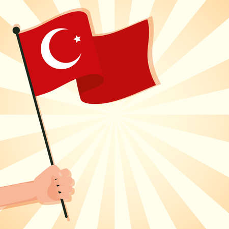 hand waving turkey flag country isolated icon vector illustration designのイラスト素材