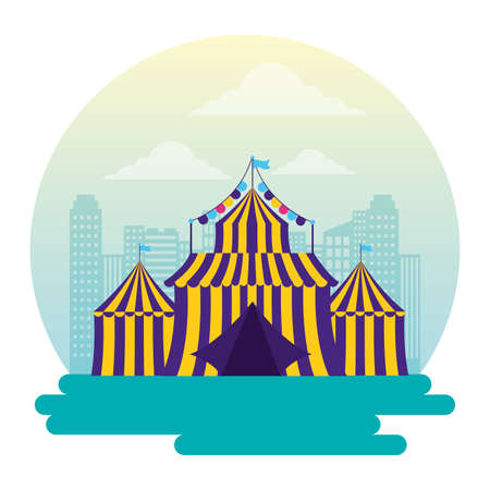 carnival tent circus amusement city vector illustration designのイラスト素材