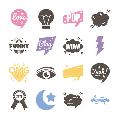 bundle of sixteen slang set icons vector illustration designのイラスト素材