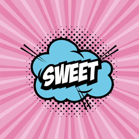 sweet cloud sunburst background pop art elements vector illustrationのイラスト素材