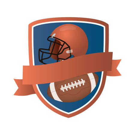 american football balloon and helmet in shield vector illustration designのイラスト素材