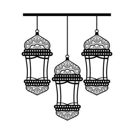 lamps hanging ramadan kareem decoration vector illustration designのイラスト素材