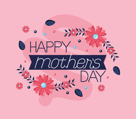 happy mothers day flowers greeting card vector illustrationのイラスト素材