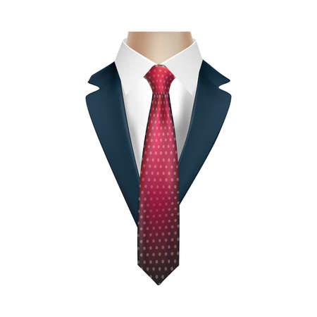Pointed necktie on shirt with jacket design, Cloth fashion style wear store shop retail fabric and made theme Vector illustrationのイラスト素材