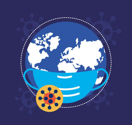 covid19 pandemic poster with earth planet vector illustration designのイラスト素材