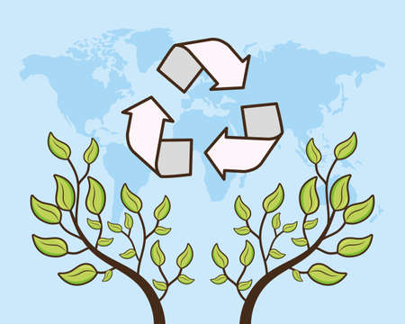 branches leaves tree recycle earth day card vector illustrationのイラスト素材