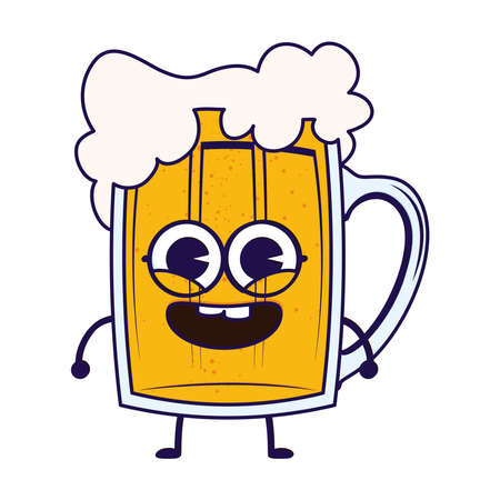 beer drink beverage kawaii character vector illustration designのイラスト素材