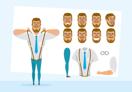 strong business man with set faces character vector illustration design