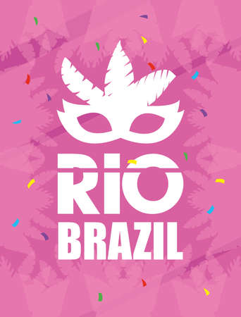 brazil carnival poster with feathers mask vector illustration designのイラスト素材