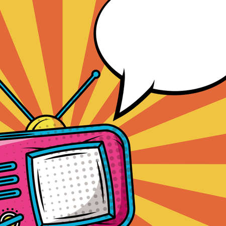 retro tv pop art style vector illustration designのイラスト素材