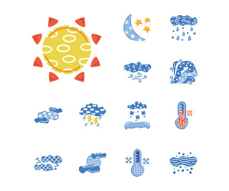 bundle of weather symbols set icons vector illustration design