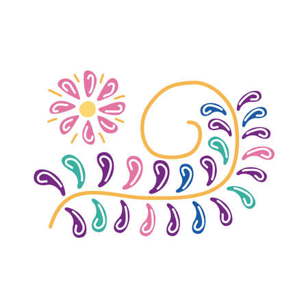 flowers and leafs flat style icon vector illustration designのイラスト素材
