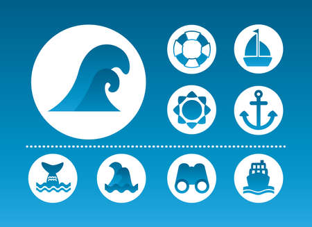 bundle of sea set line color style icons vector illustration designのイラスト素材