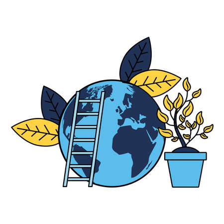 world plant and stairs earth day vector illustrationのイラスト素材