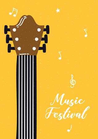 music fest poster with guitar instrument vector illustration designのイラスト素材