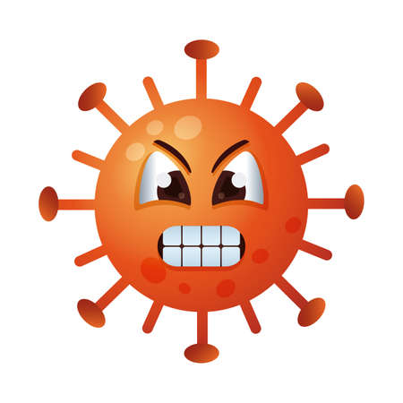 covid19 particle angry emoticon character vector illustration designのイラスト素材