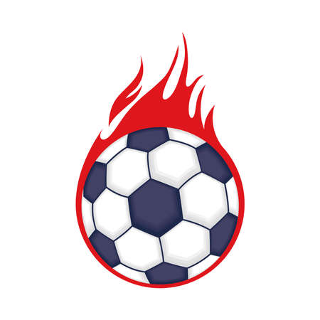 football soccer sport poster with balloon on fire vector illustration designのイラスト素材