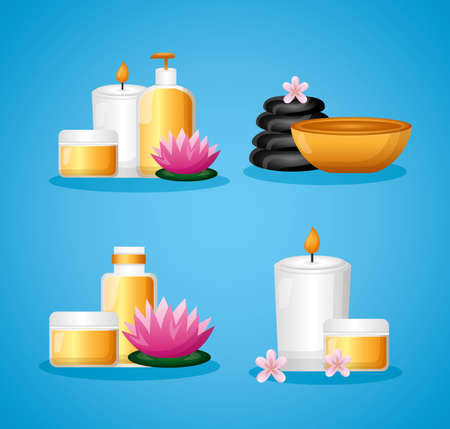 spa treatment therapy products set vector illustrationのイラスト素材