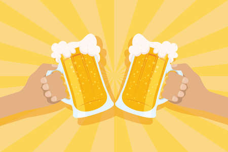 Beer day celebration event with jars vector illustration designのイラスト素材