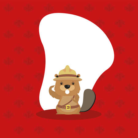 canada day celebration card with beaver vector illustration designのイラスト素材