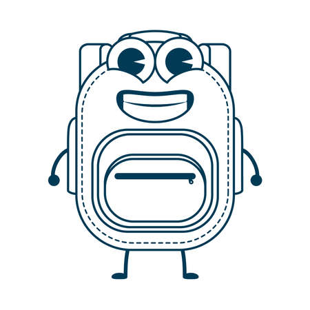school bag equipment kawaii comic character vector illustration designのイラスト素材