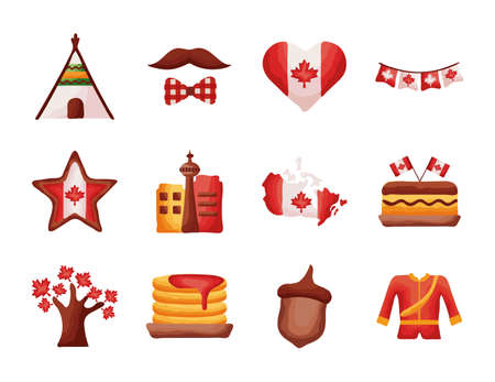 bundle of canadian set icons vector illustration designのイラスト素材