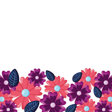 border decoration natural floral flowers vector illustrationのイラスト素材