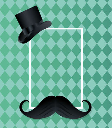 hat with mustache around frame design, Fathers day celebration and love theme Vector illustrationのイラスト素材