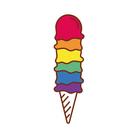 ice cream pile cone gay flag line and fill style icon vector illustration designのイラスト素材