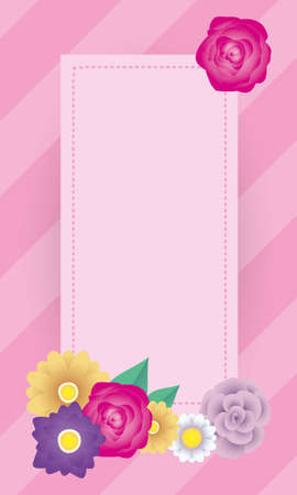 floral decorative card template with square frame vector illustration designのイラスト素材